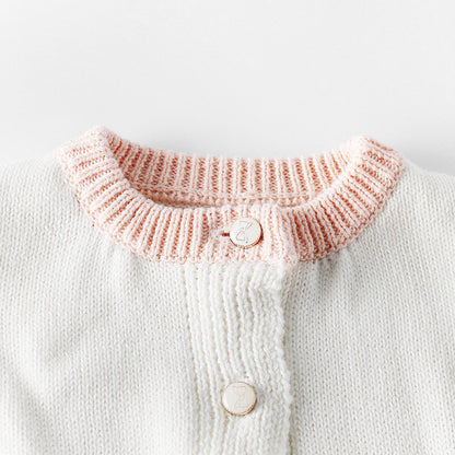 Baby Girl 1pcs Contrast Longsleeve Knit Bodysuit & Cardigan 1-Pieces Sets My Kids-USA
