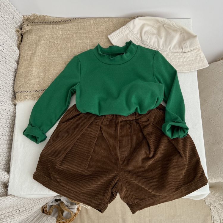 Pantalones cortos de verano de tela de pana de color sólido para bebé a la venta 