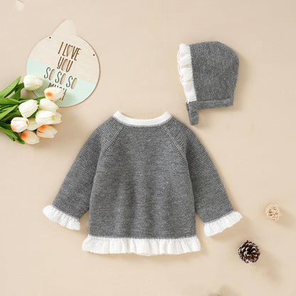 Baby 1pcs Solid Color Lace Design Knitted Cardigan My Kids-USA