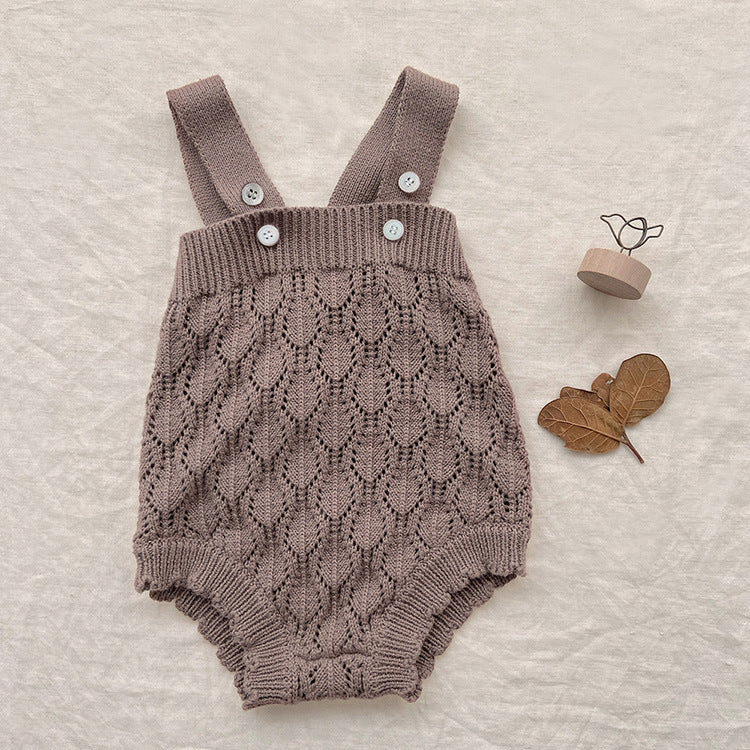 Baby Solid Color Hollow Carved Design Knit Sleeveless Onesies (Without Hat) My Kids-USA