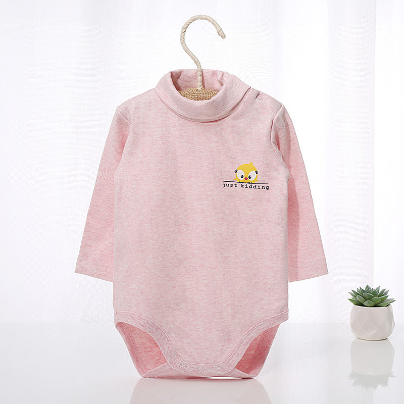 Baby Print Pattern High Turtle Neck Long Sleeve Triangle Onesies