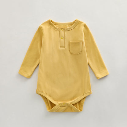 Baby Solid Color Long Sleeve Home Clothes Comfy Triangle Onesies