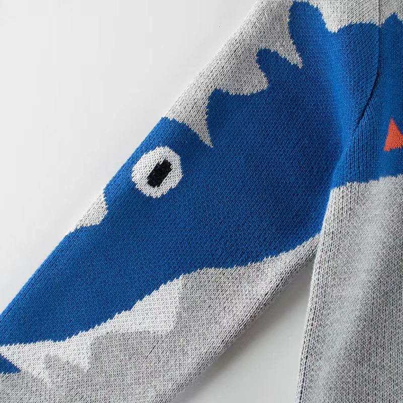 Baby Boy Dinosaur Pattern Crewneck Long Sleeve Knit Sweater