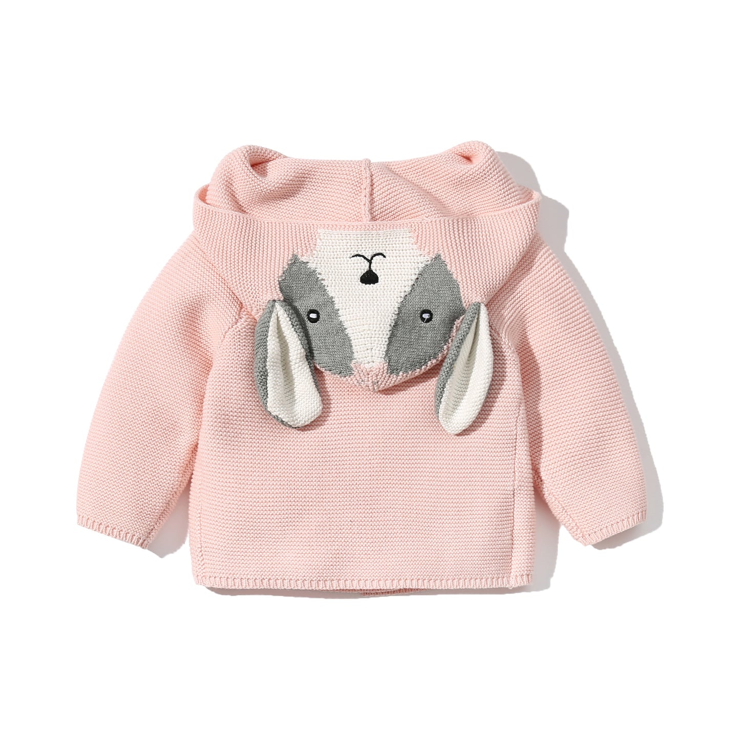 Cardigan de mode tricoté à capuche pour bébé de couleur unie 
