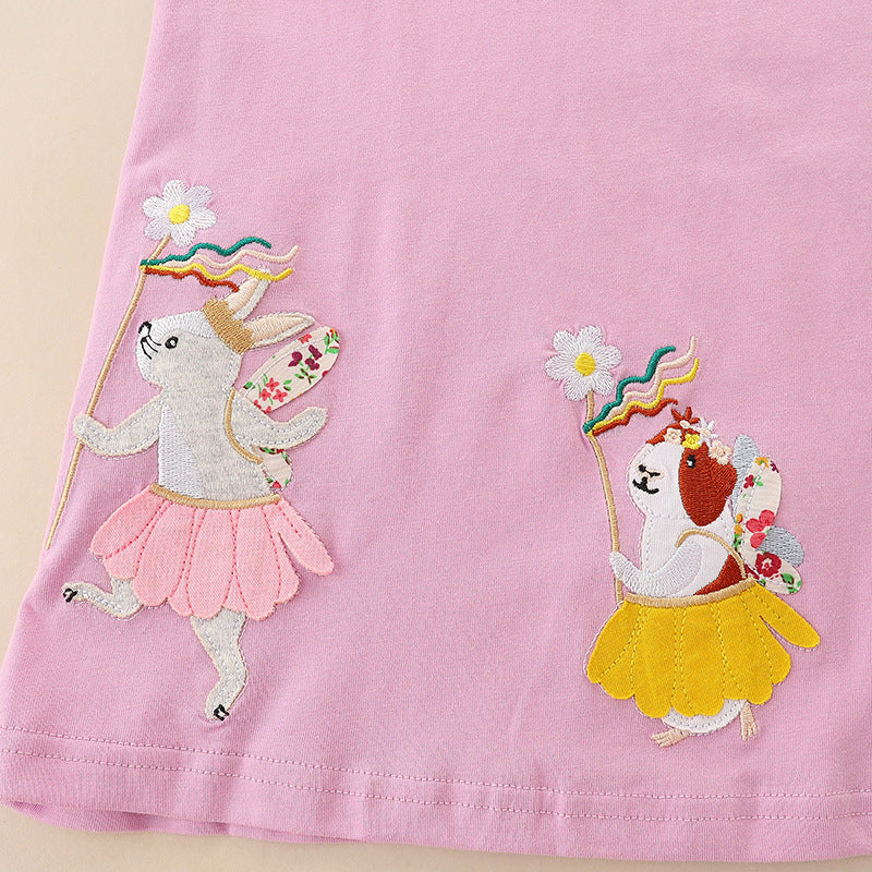 Baby Cartoon Patched Graphic Sleeveless Princess Summer Dress