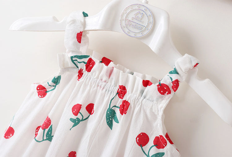 Baby Girls Floral Pattern Sleeveless Summer Rompers With Hat In Summer My Kids-USA