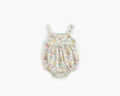 Baby Girls Floral Print Pattern Sleeveless Onesies In Summer My Kids-USA