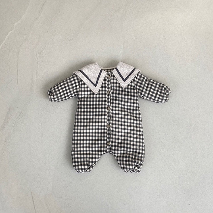 Baby 1pcs Plaid Pattern Lapel Design Quilted Warm Rompers My Kids-USA