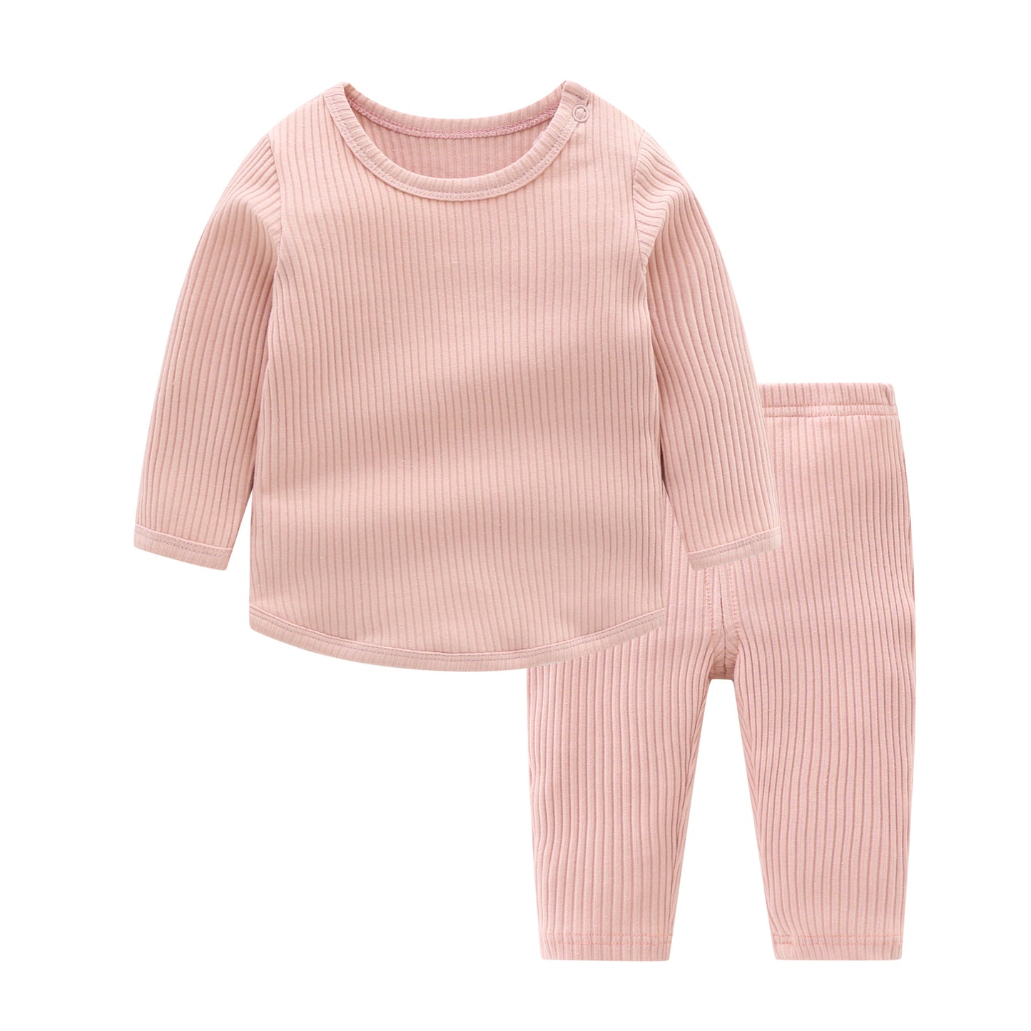 Baby Solid Color Long Sleeve Underwear Sets In Spring & Autumn