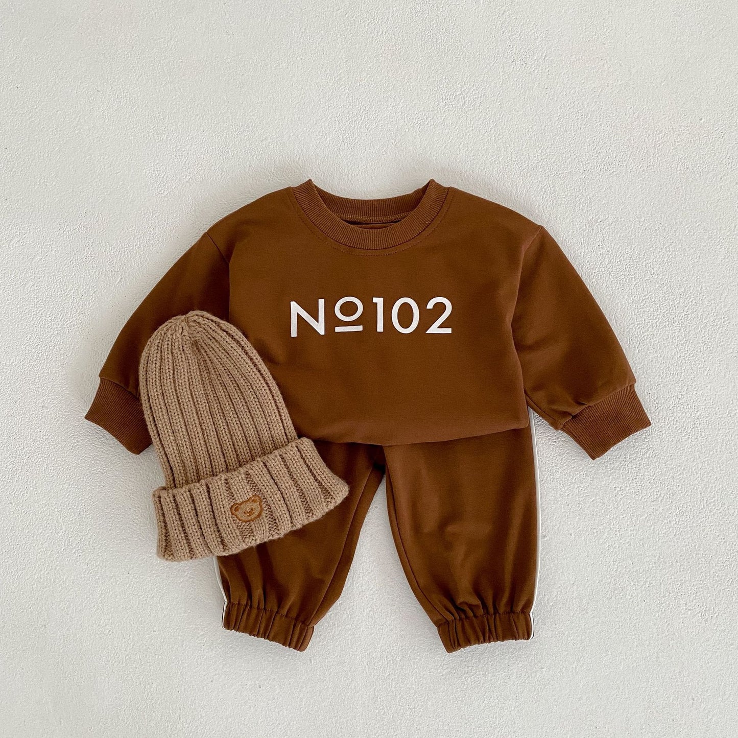 Baby Letter Graphic Pullover Hoodies With Pants Spring Sets
