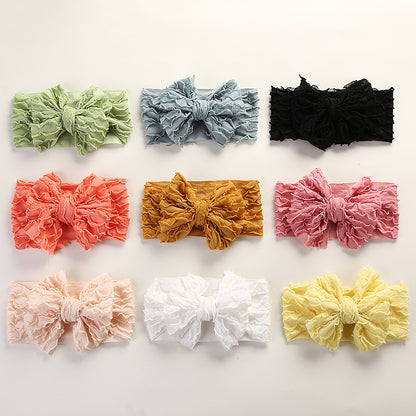 Baby Solid Color Elastic Handmade Big Bow Headband