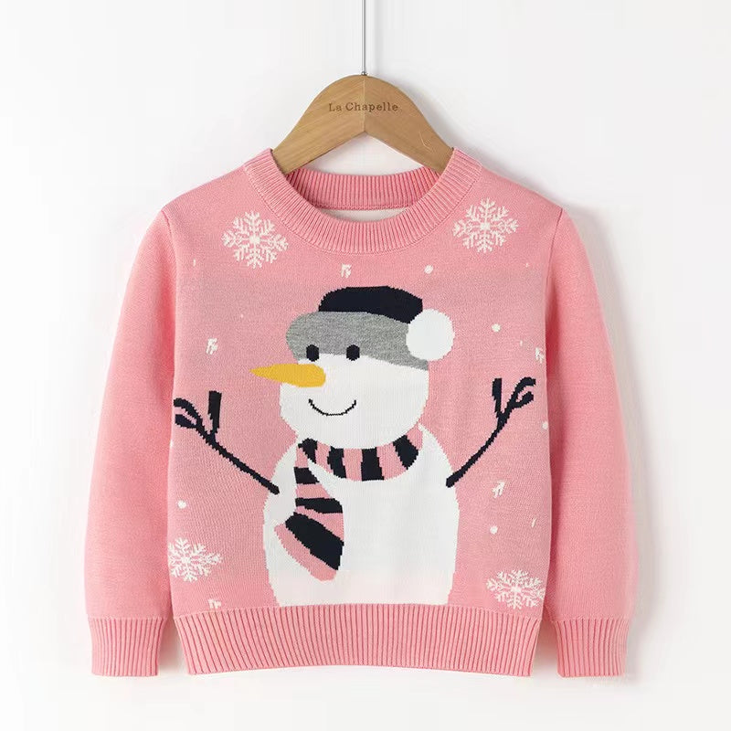 Kids Unisex Snowman Pattern Knitwear