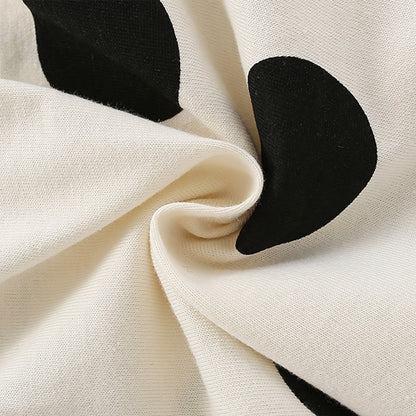 Camisa cómoda con diseño bordado de conejito con patrón de lunares para niña 