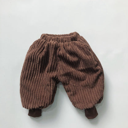 Baby Solid Color Corduroy Fabric Thickened Winter Pants My Kids-USA