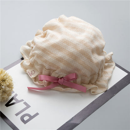 Baby Printed Pattern Ruffle Design Hats With Bow Decoration