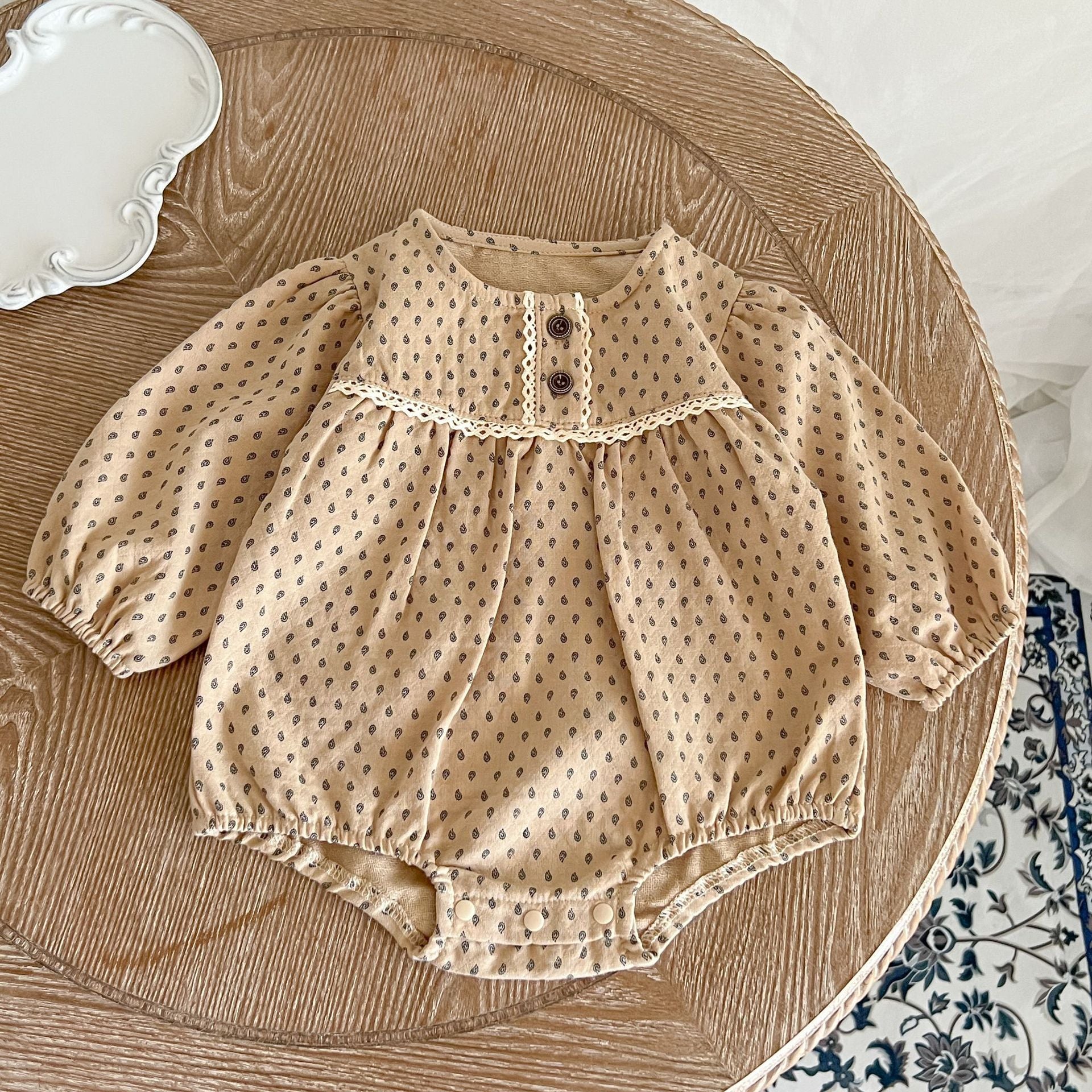 Baby Polka Dot Pattern Long Sleeve Lace Design Onesies My Kids-USA