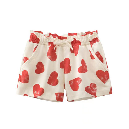 Baby Girl Print Pattern Bow Decoration Short Pants In Summer Outfit Wearing