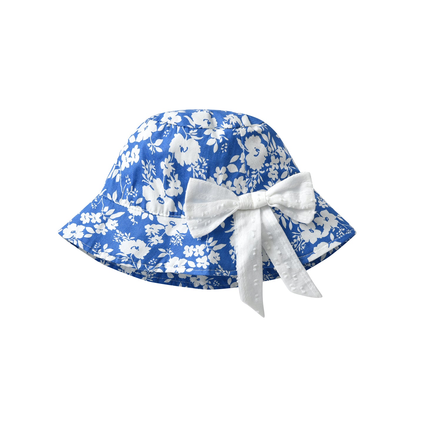Baby Girls Blue And White Porcelain Print Pattern Combo Hat In Summer