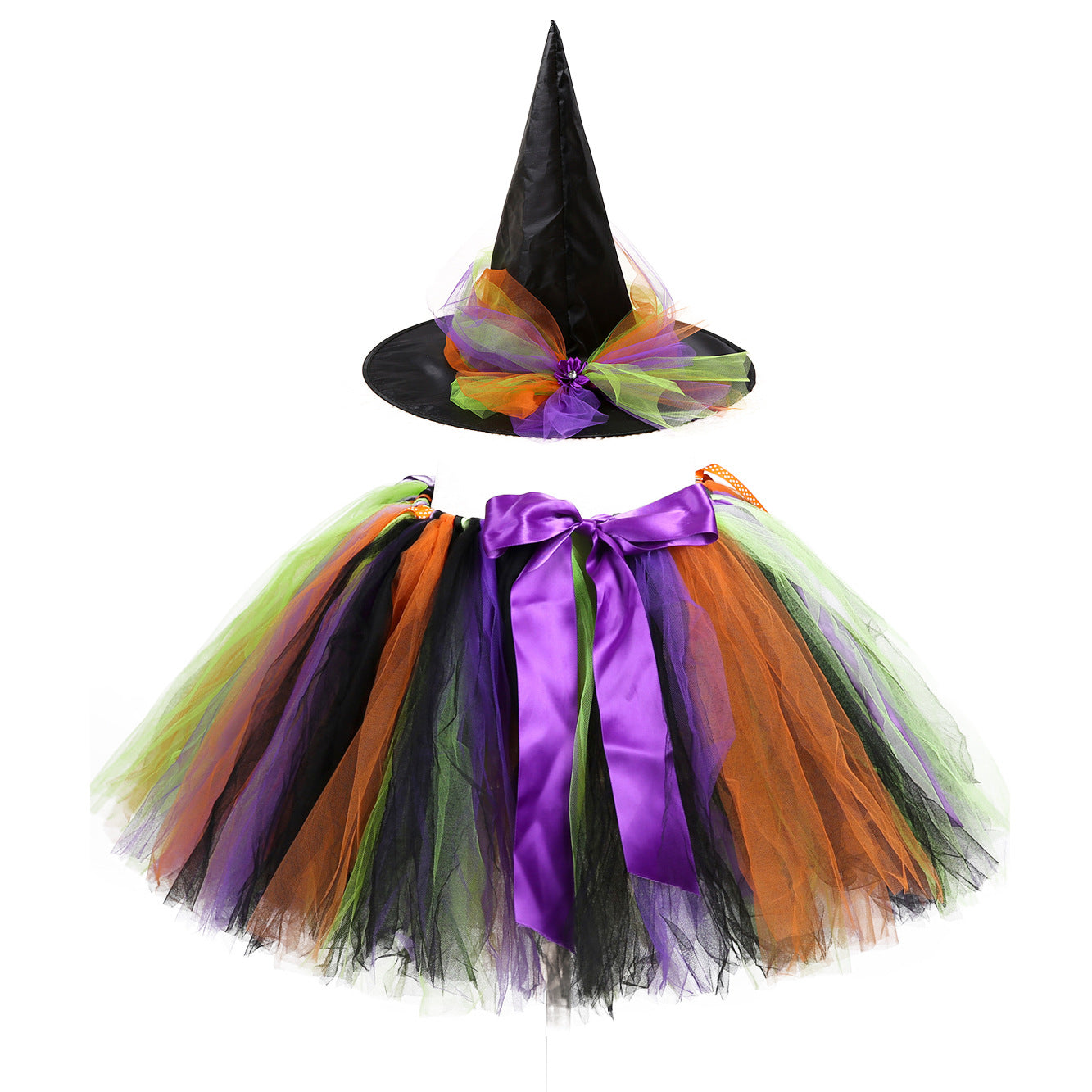 Children’s Halloween Witch Cosplay Hat Skirt Wings 1-Piece Sets My Kids-USA