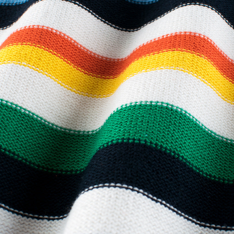 Suéter suelto con diseño de punto gráfico a rayas de colores para bebé niño 