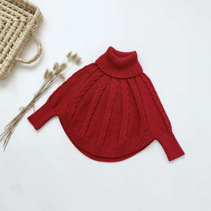 Baby Girl Solid Color Conchet Knit Design Thickened Cape Shawl My Kids-USA