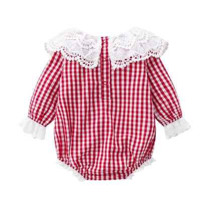 Baby Girl Layered Ruffle Neck Design Plaid Graphic Longsleeve & Short Sleeve Onesies My Kids-USA
