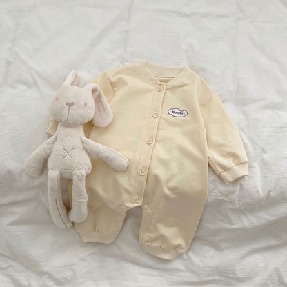 Mono de manga larga con diseño de un solo pecho en color liso para bebé 