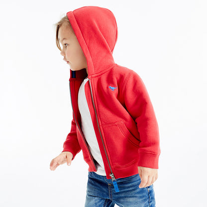 Baby Boy Embroidered Pattern Solid Color Zipper Jacket My Kids-USA