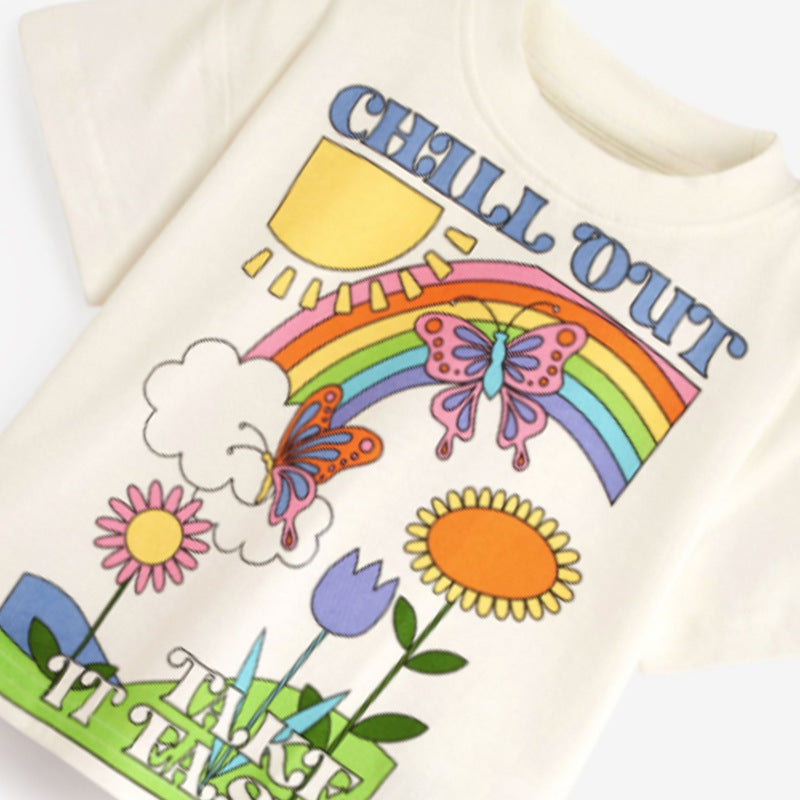 Camiseta de estilo informal con estampado de flores para niña bebé 