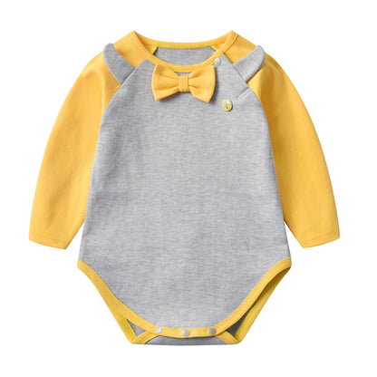 Baby 1pcs Bow Tie Patched Design Contrast Design Onesies Bodysuit My Kids-USA