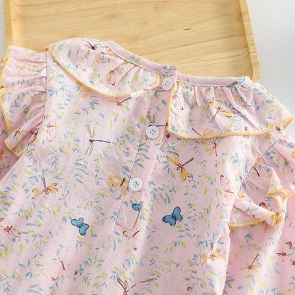 Baby Girl Butterfly Pattern Ruffle Collar Cute Jumpsuit My Kids-USA
