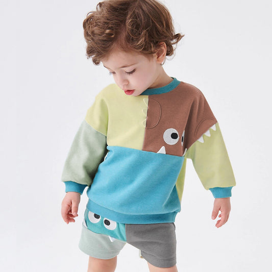 Baby Boy Color Matching Pattern Pure Cotton Cute Hoodie