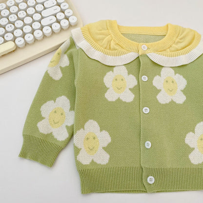 Cardigan en tricot à motif de fleurs pour bébé fille 