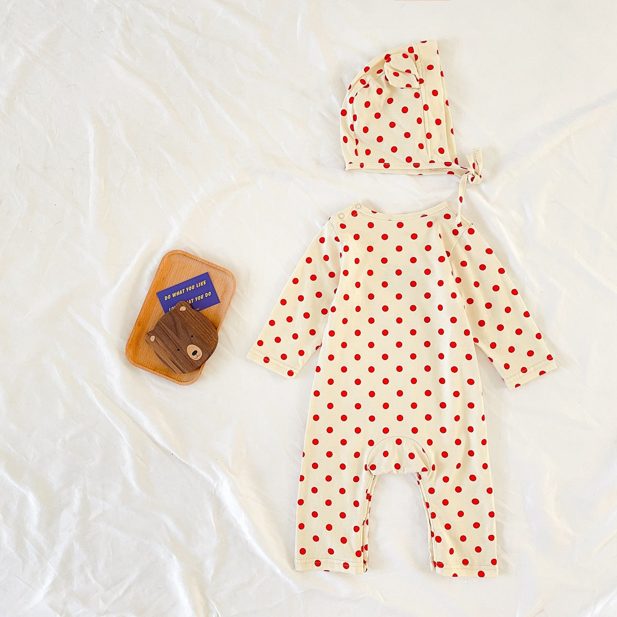 Baby Dot And Bear Pattern Long Sleeve Soft Cotton Jumpsuit My Kids-USA