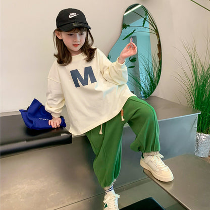 Girl Solid Color Fleece Winter Thickened Sport Style Sweatpants My Kids-USA
