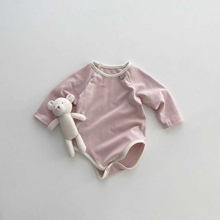 Baby Girl Solid Color Long Sleeves Soft Cotton Intimate Bodysuit My Kids-USA