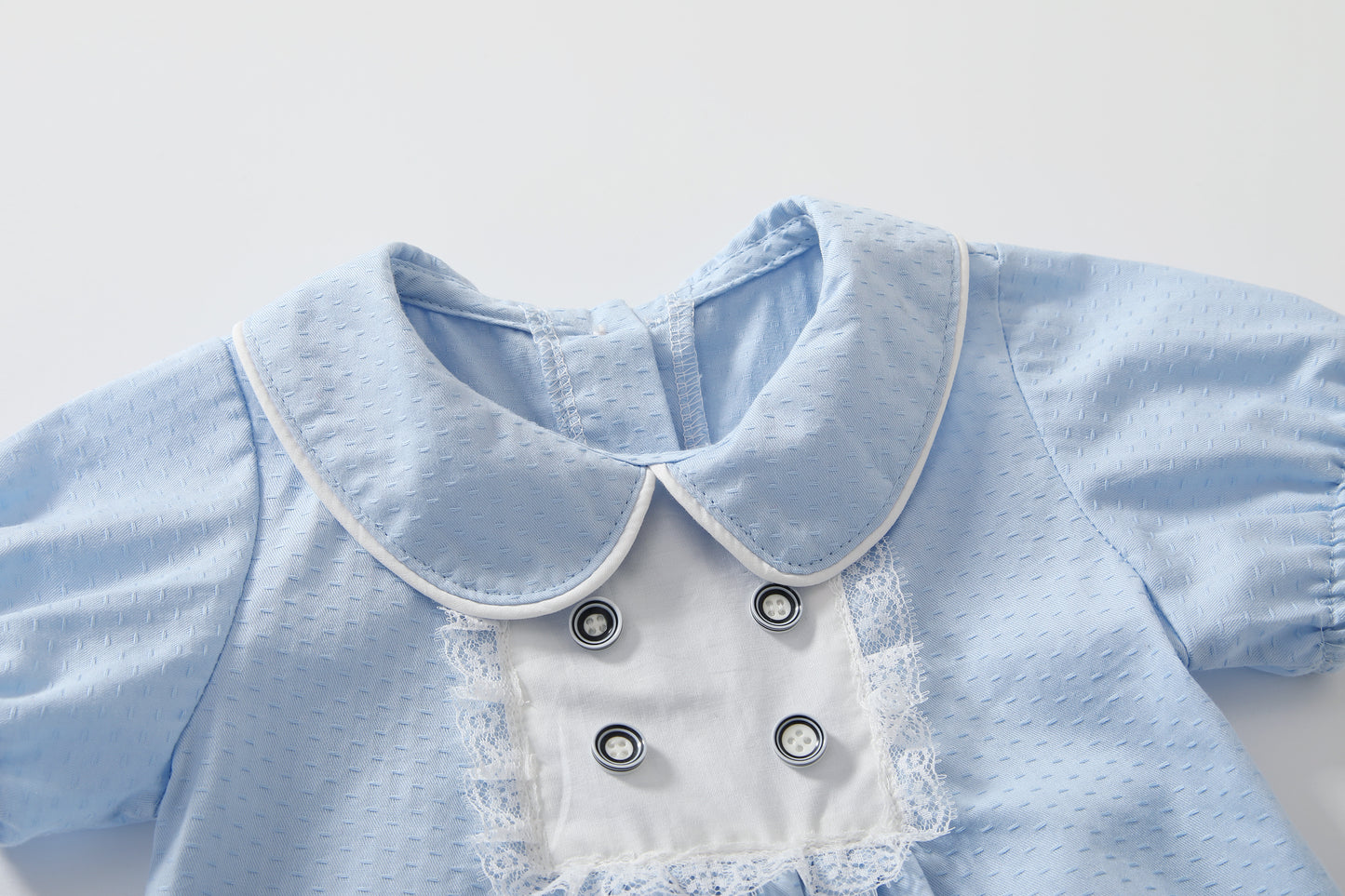 Baby Girls Lace Front Doll Collar Short-Sleeved Romper My Kids-USA