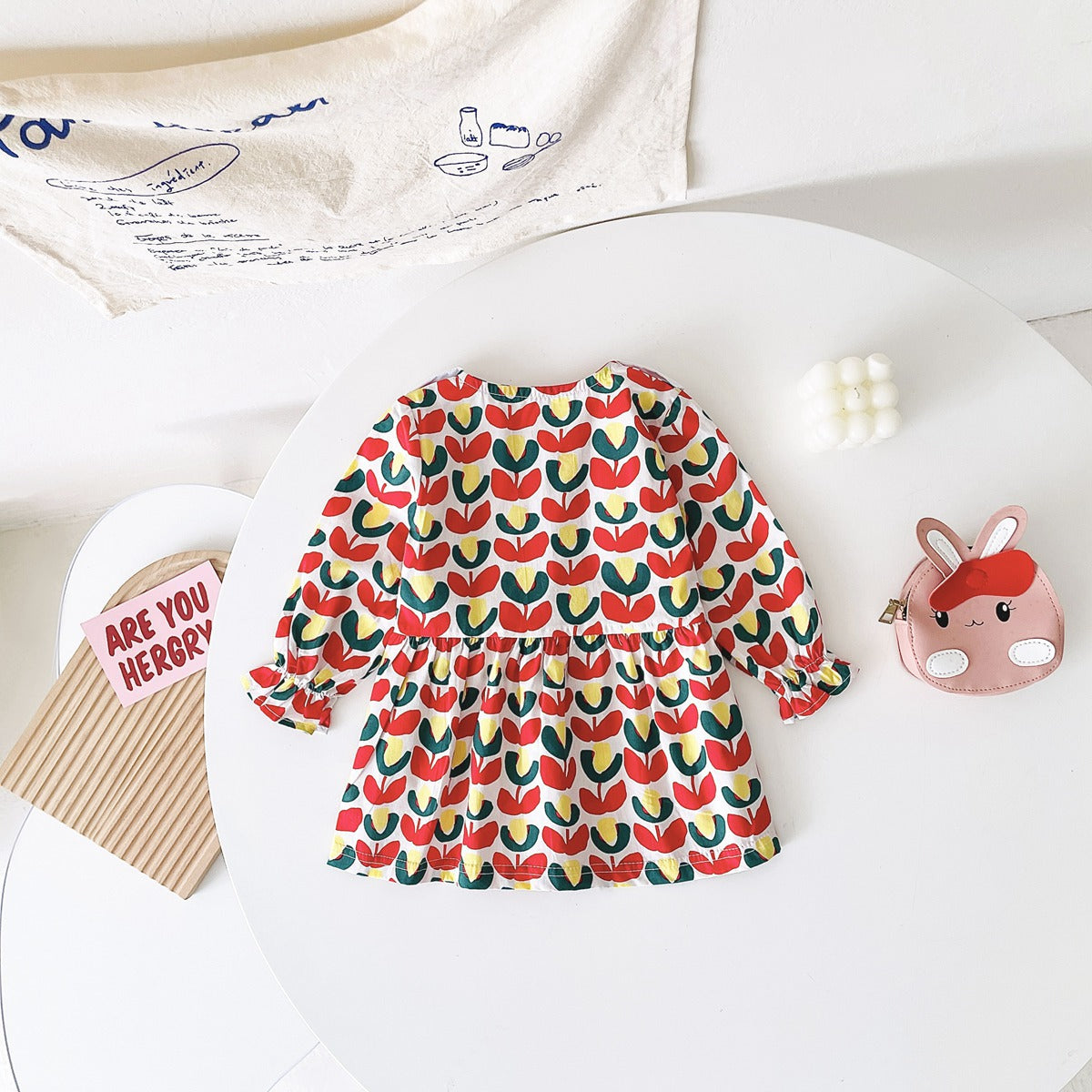 Baby Girl Floral Print Pattern Doll Neck A-Line Design Dress My Kids-USA