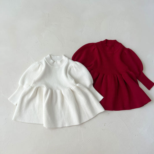 Baby Girl Solid Lantern-Sleeved Knitting Dress In Autumn, MyKids-USA®, Baby & Toddler Dresses, MyKids-USA -  -  -  -  -  -  - .