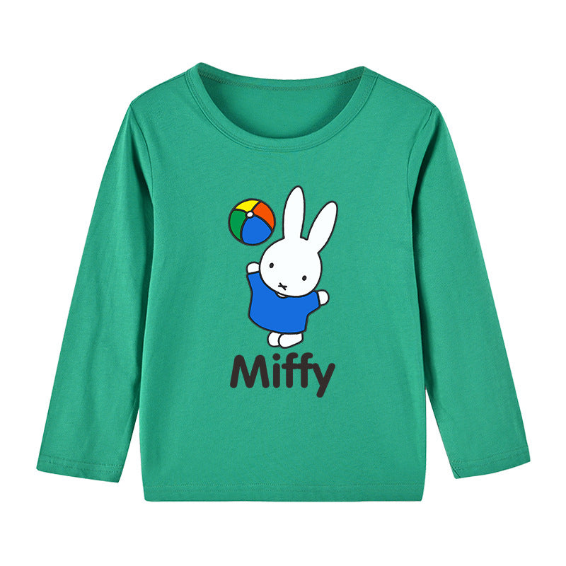 Baby Cute Bunny Print Pattern Simple Style Cotton Shirt