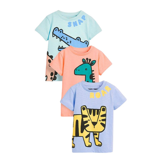 T-shirt à manches courtes à col rond et motif dessin animé pour bébé