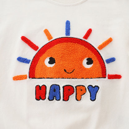 Baby Boy Sun Graphic Colorblock Design Pullover Cute Hoodie