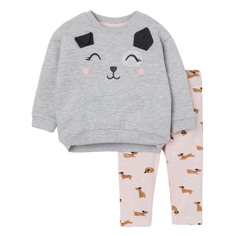 Baby Girl Printed Pattern Hoodie Combo Allover Cartoon Animal Trousers Sets My Kids-USA