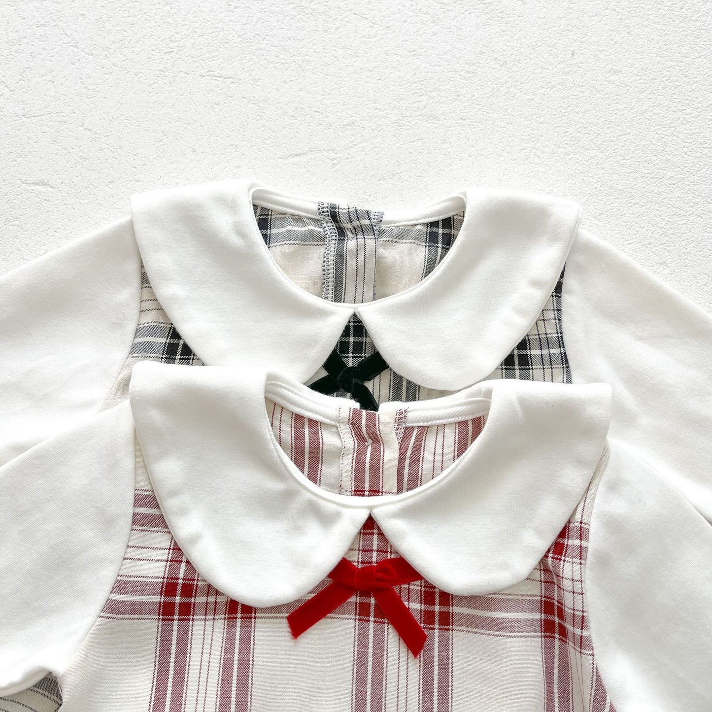 Baby Girl Plaid Doll Collar Long-Sleeved Romper Dress