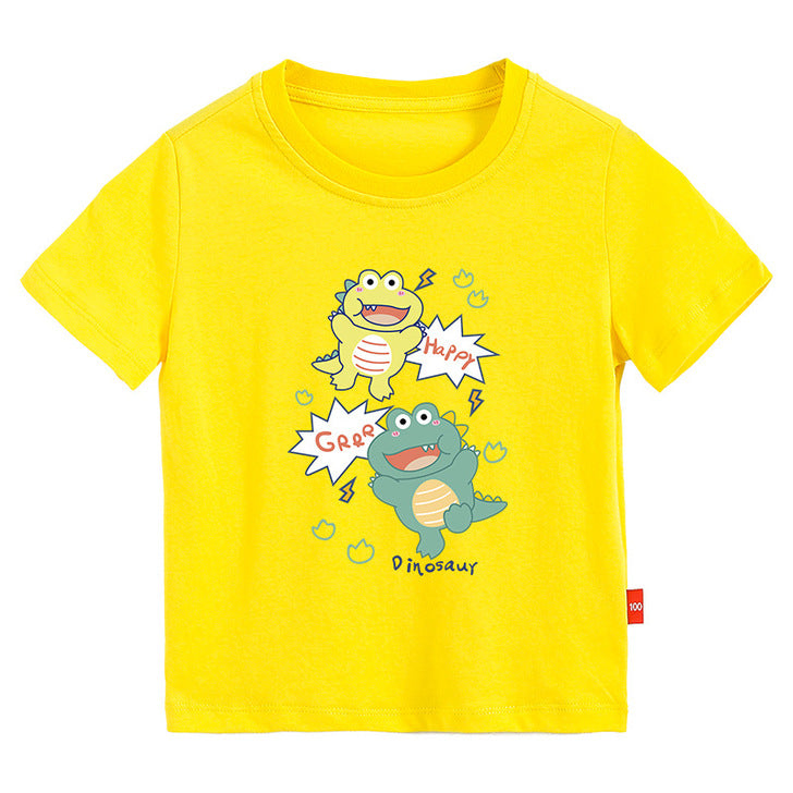 Baby Boy And Girl Cute Dinosaur Print Short-Sleeved Round Collar Multiple Color T-Shirt 2