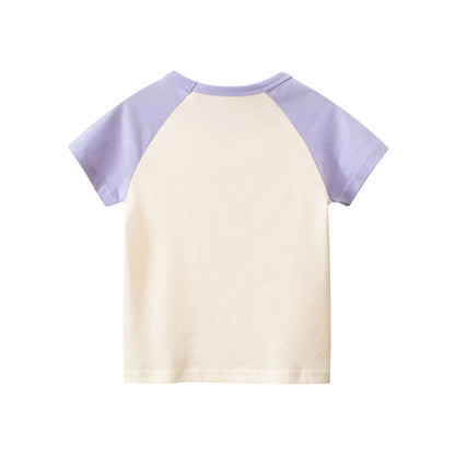 Camiseta con cuello redondo y diseño de bloque de colores con estampado de bebé 