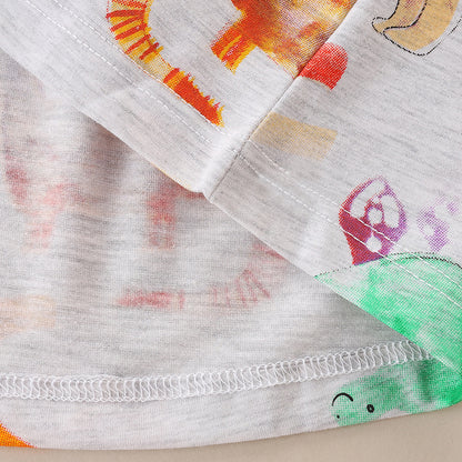 Baby Girl Dinosaur Print Pattern Long Sleeve Autumn Dress My Kids-USA