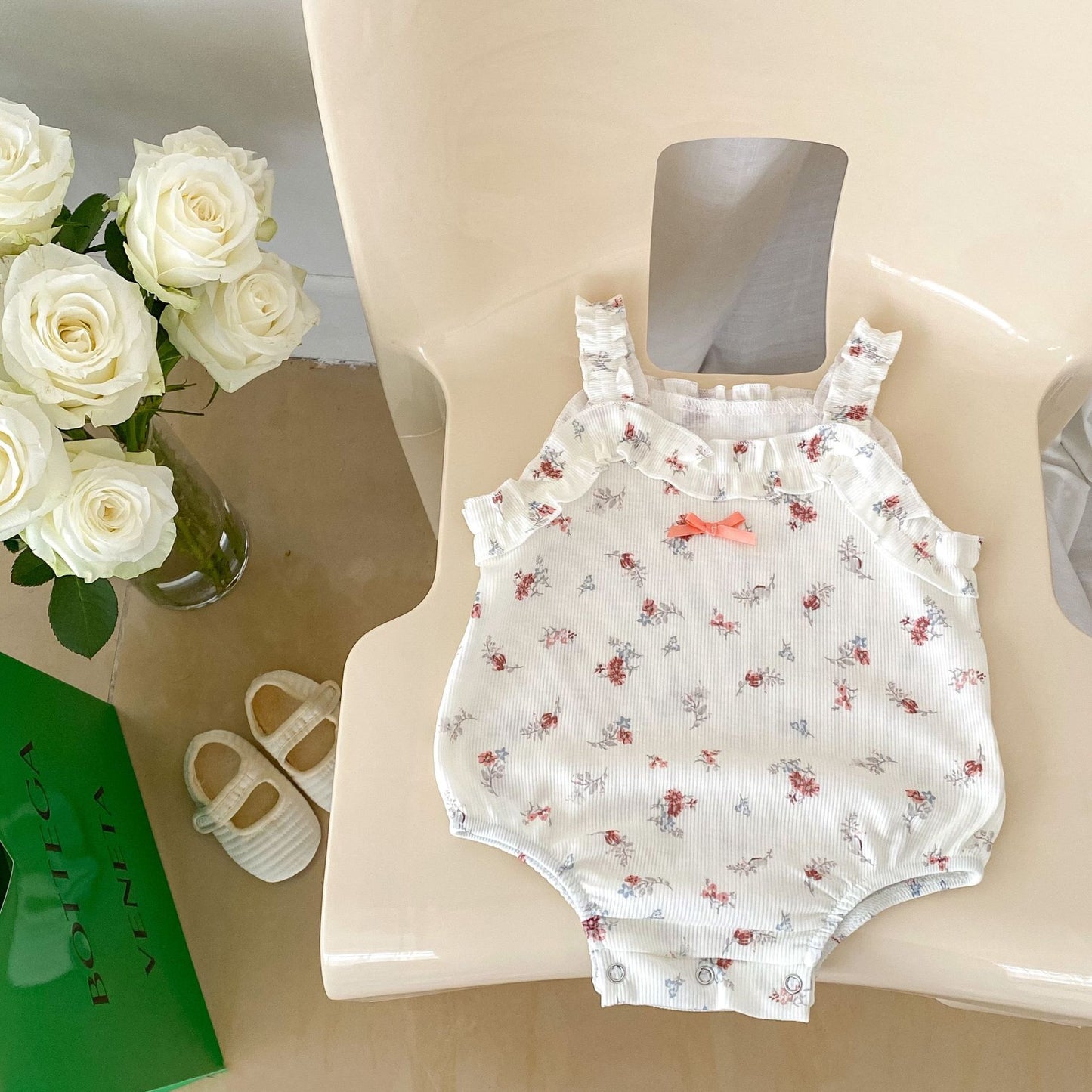 Baby Floral Graphic Thin Style Sling Cotton Onesies