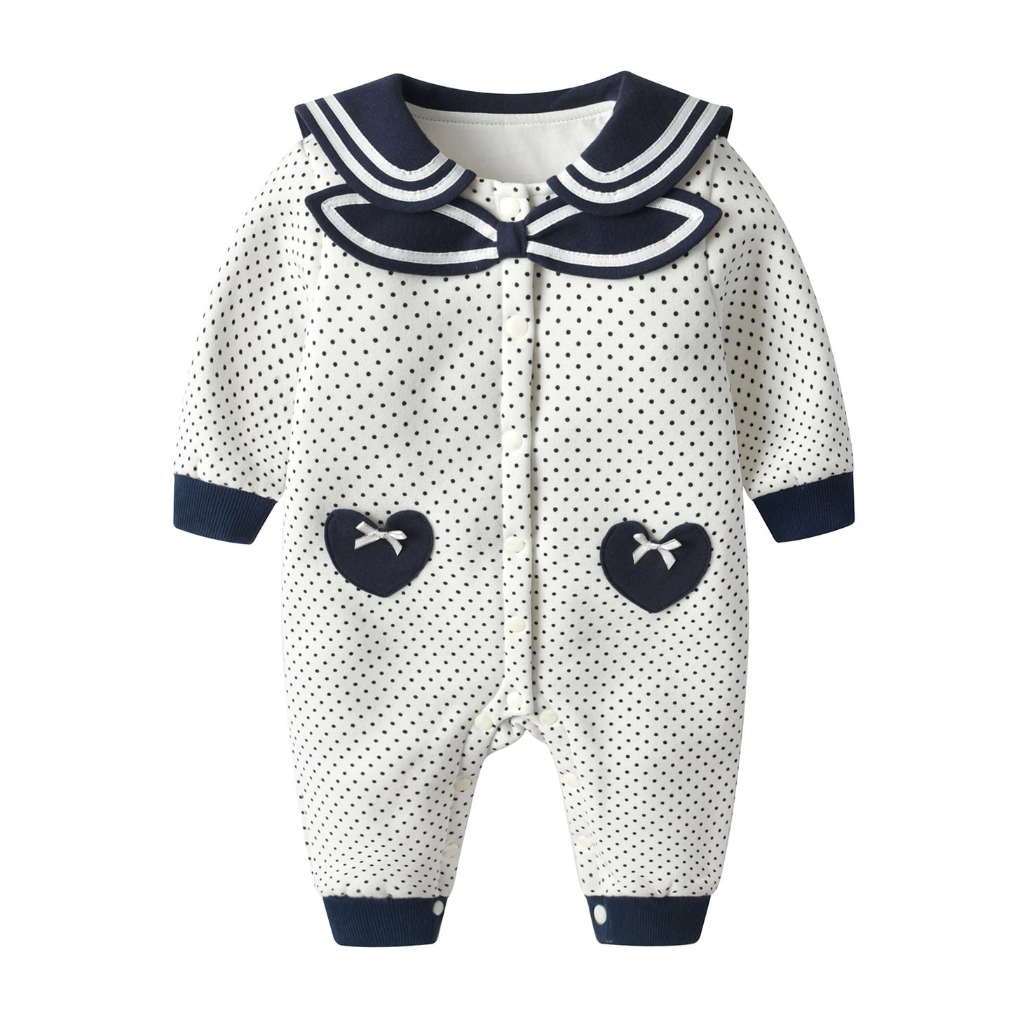 Baby Polka Dot Pattern Bow Patched Design Valentine’s Day Romper Jumpsuit My Kids-USA