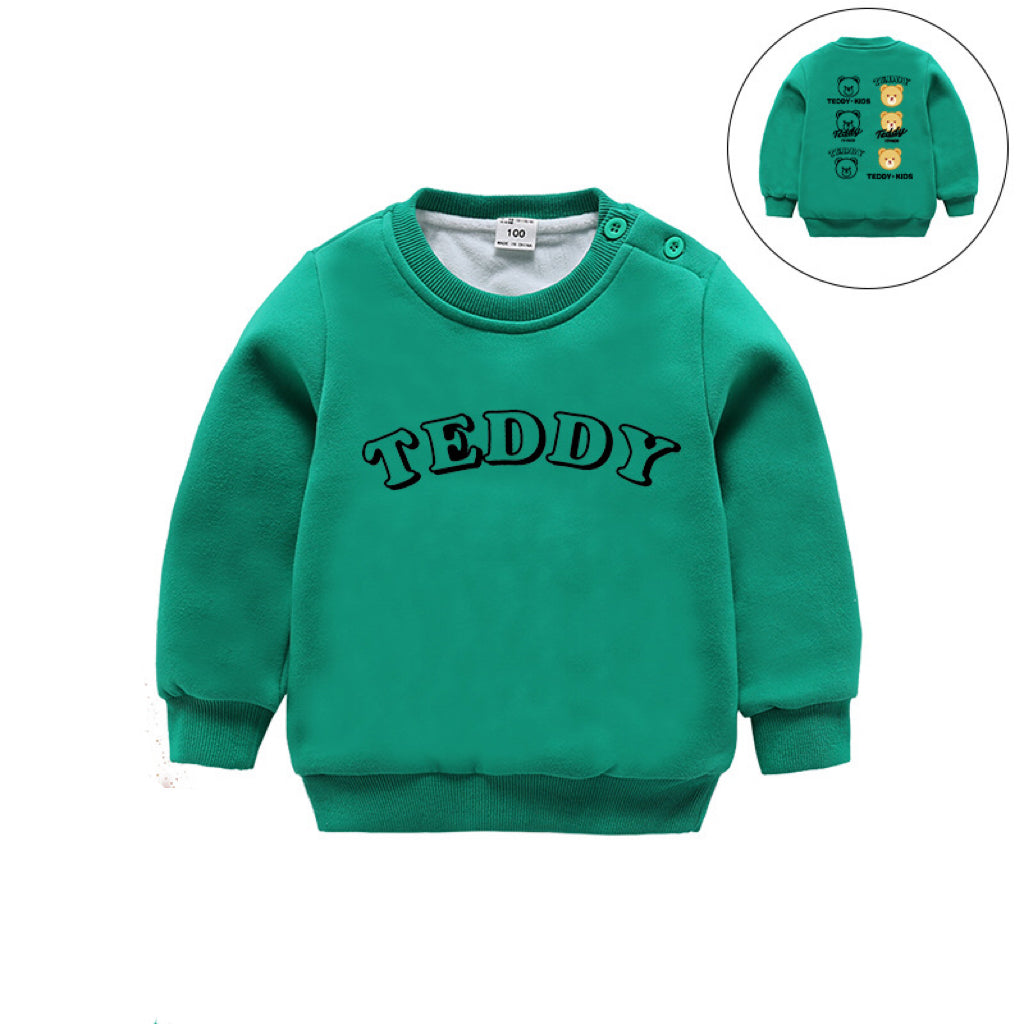 Baby Slogan Print Pattern Double Fleece Sweatshirt Hoodies My Kids-USA